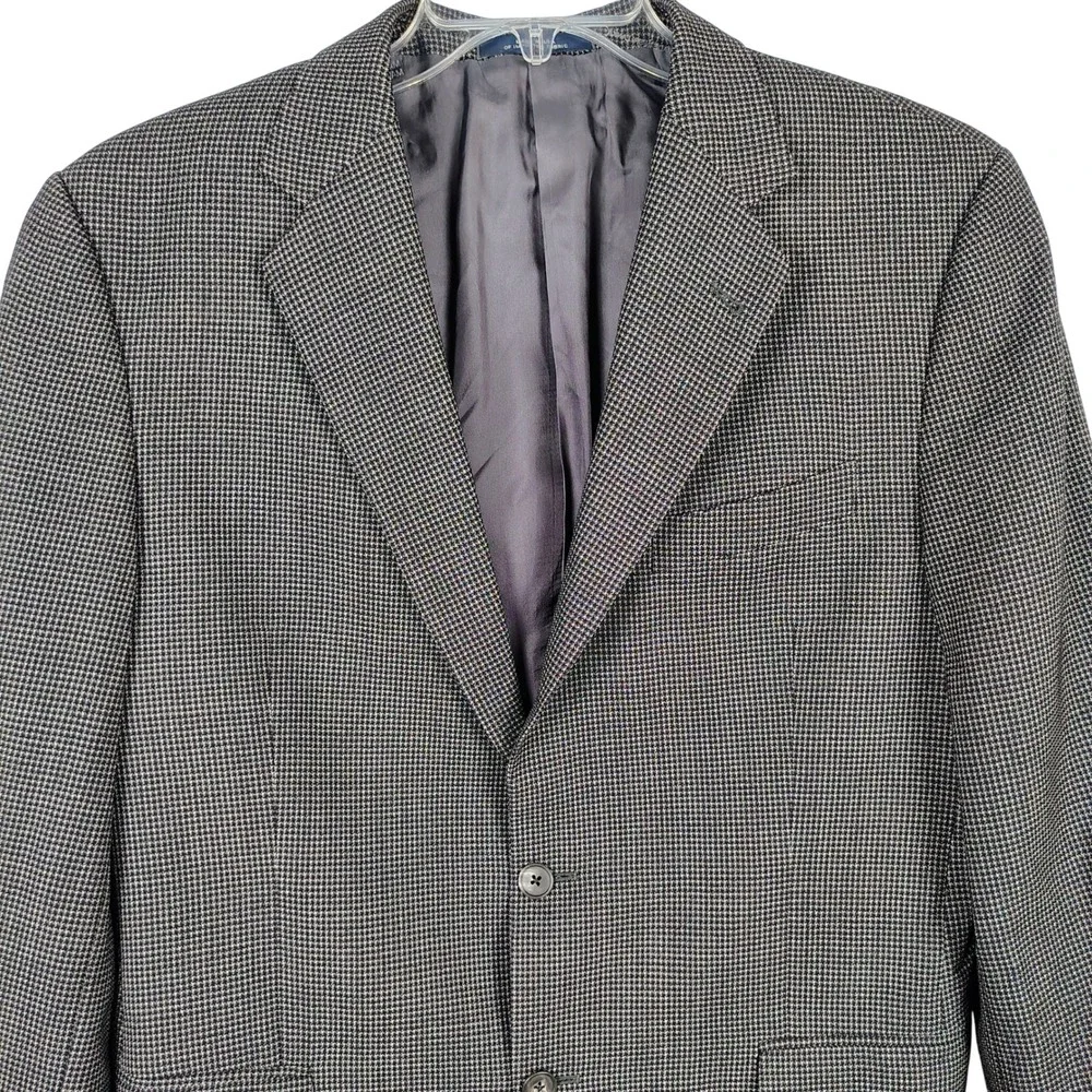 Joseph Abboud Mens 42R Blazer Brown Houndstooth 100% Wool Academic Heritage